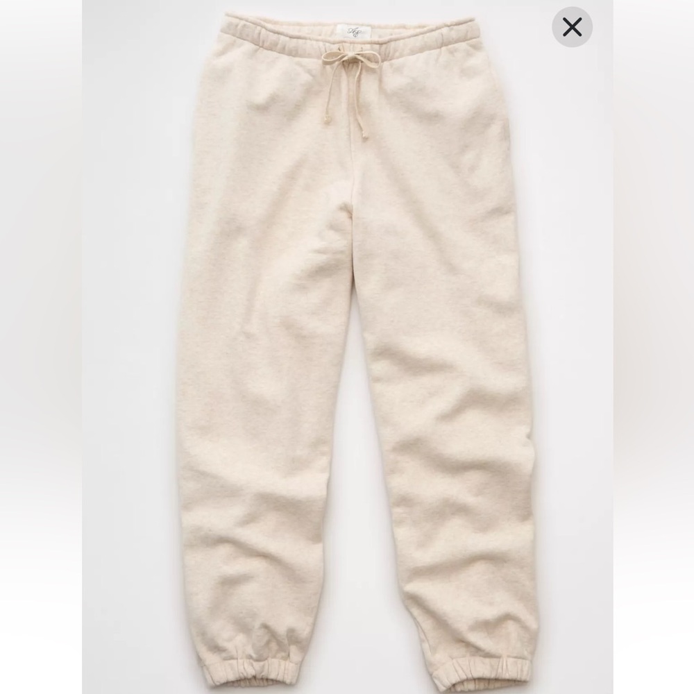 American Eagle Everyday Luxe Jogger Pants Cream Heathered Size Medium NWT - Picture 5 of 7